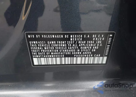 2021 Volkswagen Golf Gti 2.0T Autobahn/2.0T S/2.0T Se from USA, damaged, VIN 3VW6T7AU0MM000236